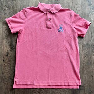Psycho Bunny Kids Size XL Pima Cotton Polo Shirt Pink Anglo American Logo